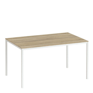 Family Small Oak Top Dining Table with White Metal Legs