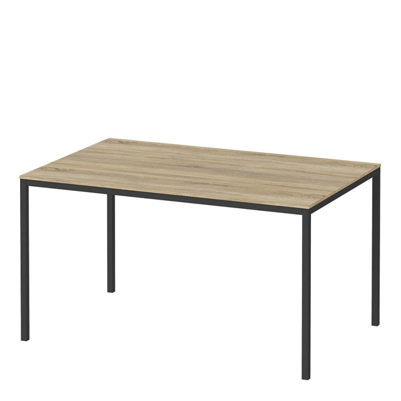 Family Small Oak Top Dining Table with Black Metal Legs
