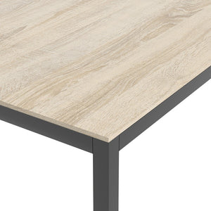 Family Small Oak Top Dining Table with Black Metal Legs