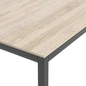 Family Large Oak Top Dining Table with Black Metal Legs