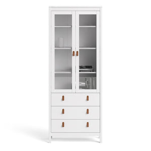 FTG Barcelona White Glazed 2 Doors 3 Drawers Display Cabinet