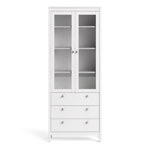 FTG Madrid White Glazed 2 Doors 3 Drawers Display Cabinet