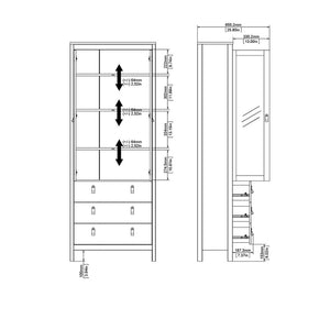 FTG Madrid Matt Black Glazed 2 Doors 3 Drawers Display Cabinet