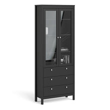 Load image into Gallery viewer, FTG Madrid Matt Black Glazed 2 Doors 3 Drawers Display Cabinet