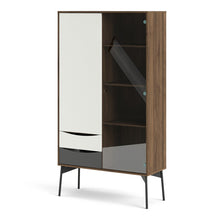 Load image into Gallery viewer, Fur Grey, White and Walnut 1 Door 1 Glass Door 2 Drawers China Display Cabinet