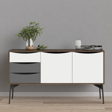 Load image into Gallery viewer, Fur Grey, White and Walnut 2 Doors 3 Drawers Sideboard