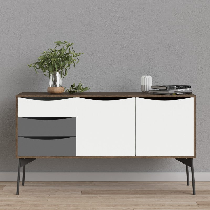 Grey and 2024 walnut sideboard