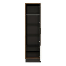Load image into Gallery viewer, Brolo Tall Glazed, Walnut Display Cabinet with White and Dark Panel Finish (Right Hand)