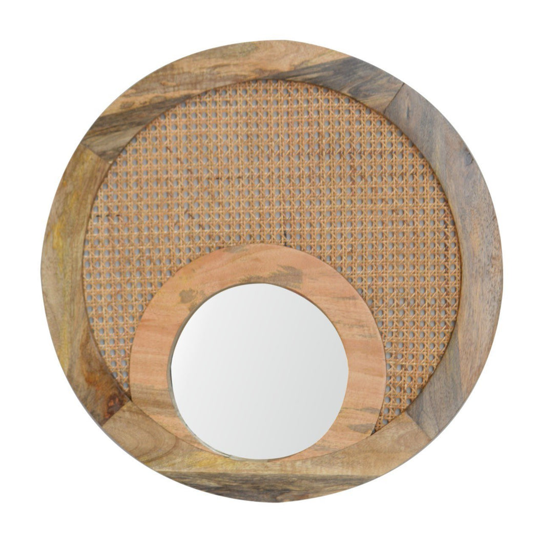 Round Rattan Wall Mirror