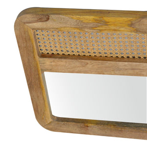 Long Rattan Wall Mirror