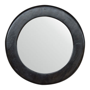 Carbon Black Frame Round Wall Mirror