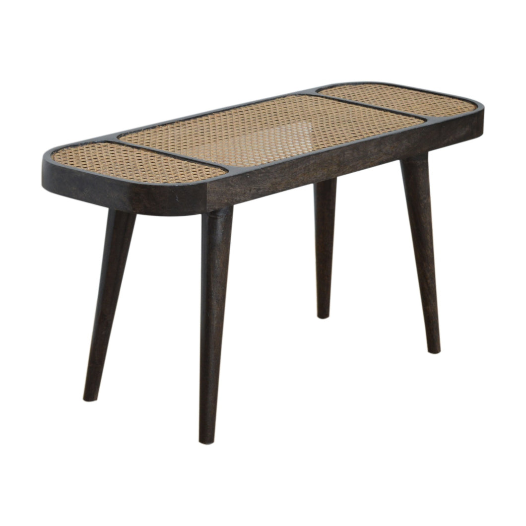 Ash Black Rattan Dining Bench