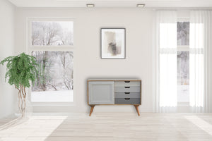 Grey Gradient Sliding Sideboard with 4 Drawers