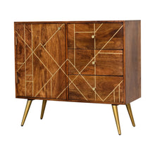 Load image into Gallery viewer, Chestnut Gold Inlay Abstract 3 Drawer Sideboard