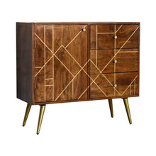 Load image into Gallery viewer, Chestnut Gold Inlay Abstract 3 Drawer Sideboard