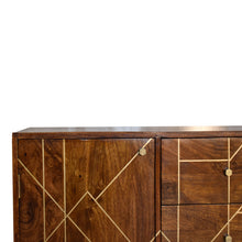 Load image into Gallery viewer, Chestnut Gold Inlay Abstract 3 Drawer Sideboard