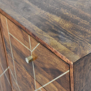 Chestnut Gold Inlay Abstract 3 Drawer Sideboard