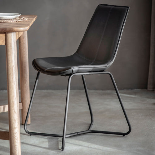 Hawking Charcoal Faux Leather Dining Chairs (Pair)