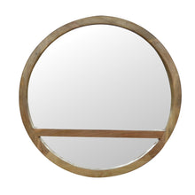 Load image into Gallery viewer, Round Wooden Wall Mirror with 1 Shelf